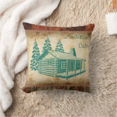 素朴な丸太小屋の名前をカスタムするの枕 クッション (ブランケット)