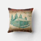素朴な丸太小屋の名前をカスタムするの枕 クッション (裏面)