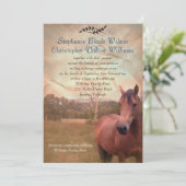 素朴な乗馬の結婚式招待状-青の背部 招待状 (スタンド正面)