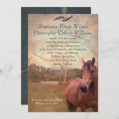 素朴な乗馬の結婚式招待状-青の背部 招待状 (正面/裏面)