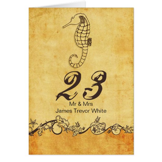 素朴な乗馬ビーチ結婚式テーブル番号 (正面)