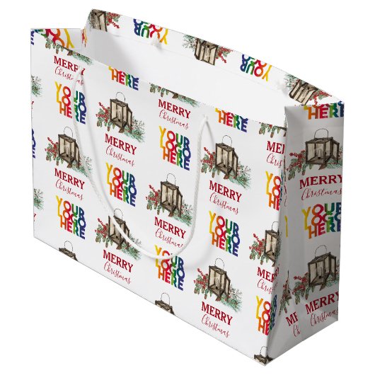 素朴な企業のビジネスロゴのクリスマス ラージペーパーバッグ (裏面アングル)