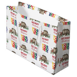 素朴な企業のビジネスロゴのクリスマス ラージペーパーバッグ