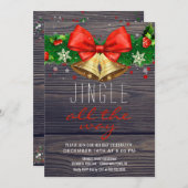 素朴な休日のパーティのジングルのずっと金ゴールド鐘 招待状 (正面/裏面)