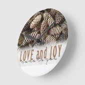 素朴な休日の愛および喜びのマツ円錐形 ラウンド壁時計 (傾斜)