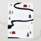 素朴な伝統的エレガント冬の雪のクリスマス 箔シーズンカード (正面)