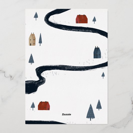 素朴な伝統的エレガント冬の雪のクリスマス 箔シーズンカード (裏面)