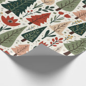 素朴な伝統的クリスマスツリー模様 ラッピングペーパー (角)