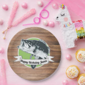 素朴な低音の魚釣りのハッピーバースデーの人のスポーツ ペーパープレート (パーティー)