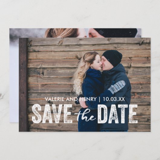 素朴な保存日付の完全な裁ち切り写真 セーブザデート (正面/裏面)