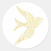 素朴な偽金のツバメの鳥のイラスト ラウンドシール (正面)