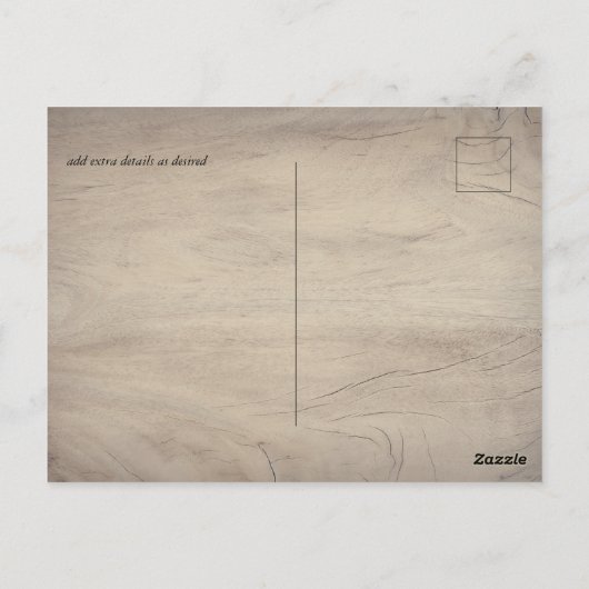 素朴な優しいピンクの花柄のセージ色の結婚式の招待状（save the date） ポストカード (裏面)