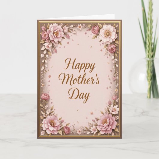 素朴な優しい花のマザーズデーカード　あたたかな土色のトーン シーズンカード (正面)