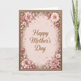 素朴な優しい花のマザーズデーカード あたたかな土色のトーン シーズンカード