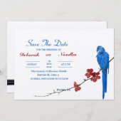 素朴な優雅さとユニークな鳥の結婚式予告 招待状 (正面/裏面)