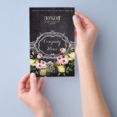 素朴な優雅さとレトロなボタニカルチョークボードの花 チラシ (ハンドル)