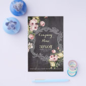 素朴な優雅さとレトロなボタニカルチョークボードの花 チラシ (シングル)