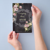 素朴な優雅さとレトロなボタニカルチョークボードの花 チラシ (ハンドル)