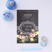 素朴な優雅さとヴィンテージの植物学的な黒板の花のデザイン チラシ (シングル)