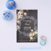 素朴な優雅さとヴィンテージの植物学的な黒板の花のデザイン チラシ (シングル)