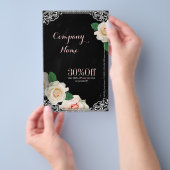 素朴な優雅さとヴィンテージの植物学的な黒板の花のデザイン チラシ (ハンドル)