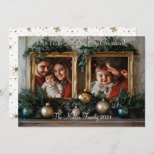 素朴な優雅さのパーソナライズされたクリスマス シーズンカード (正面/裏面)