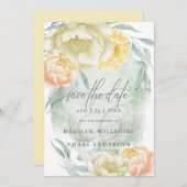 素朴な優雅さのレモンイエローとアイボリーの花 招待状 (正面/裏面)