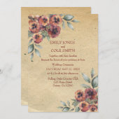 素朴な優雅さを添えたフラワーウェディングのご案内 招待状 (正面/裏面)