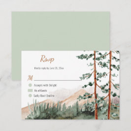 素朴な優雅さ 山々 森 松 スプルースの木々 出欠カード