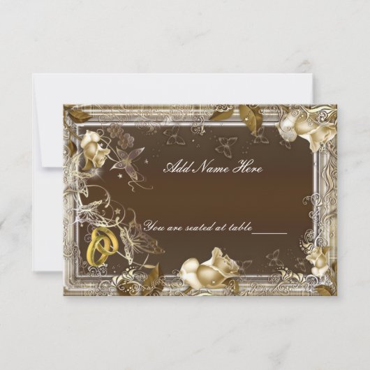 素朴な優雅さ 白いバラのテーブルプレイスカード 招待状 (正面)