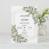 素朴な優雅さ 緑の水彩 ユーカリ 招待状 (スタンド正面)