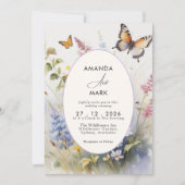 素朴な優雅なワイルドフラワーが咲き誇る 招待状 (正面)