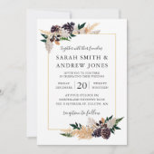 素朴な優雅のマツ円錐形、シダおよび緑の草木 招待状 (正面)