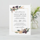 素朴な優雅のマツ円錐形、シダおよび緑の草木 招待状 (スタンド正面)