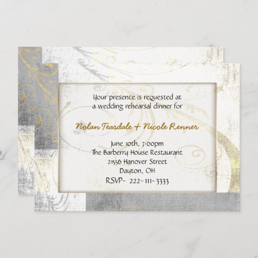 素朴な優雅のリハーサルの夕食の招待状 招待状 (正面/裏面)