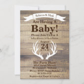 素朴な光の納屋の木と白い鹿の角のバナー 招待状 (正面)