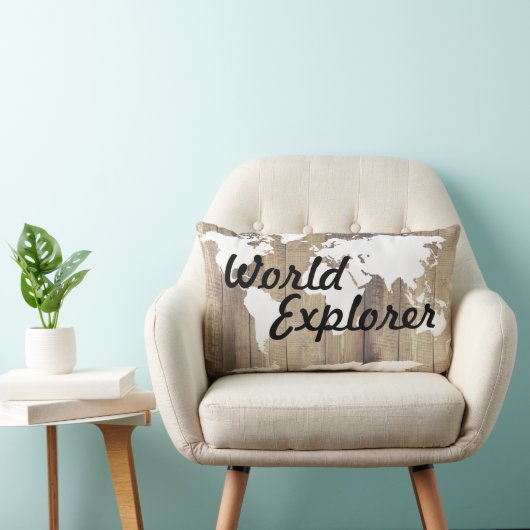 素朴な冒険の世界の探検家の世界地図 ランバークッション (椅子)