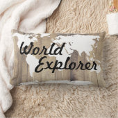 素朴な冒険の世界の探検家の世界地図 ランバークッション (ブランケット)