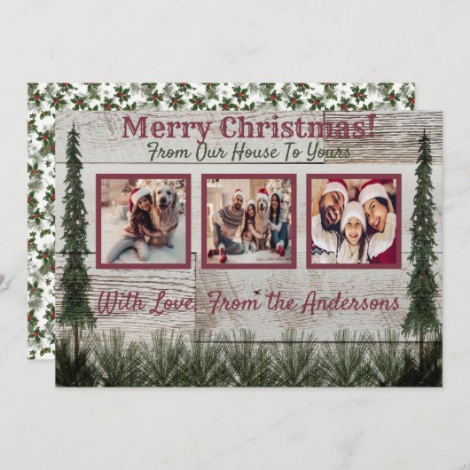 素朴な写真のクリスマスカード シーズンカード (正面/裏面)