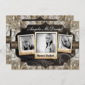 素朴な写真の卒業の発表の招待 招待状 (正面/裏面)