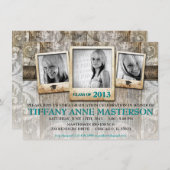 素朴な写真の卒業の発表の招待 招待状 (正面/裏面)