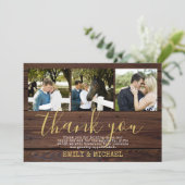 素朴な写真の感謝カード 農村風 ゴールド サンキューカード (スタンド正面)