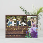 素朴な写真の感謝カード 青い花 サンキューカード (スタンド正面)