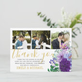 素朴な写真の感謝カード 青い花 サンキューカード (スタンド正面)