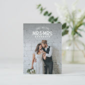 素朴な写真を使った結婚式のお礼の発表 案内ポストカード (スタンド正面)