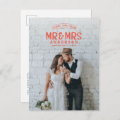 素朴な写真を使った結婚式のお礼の発表 案内ポストカード (正面/裏面)