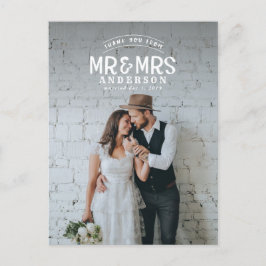 素朴な写真を使った結婚式の感謝の案内 案内ポストカード