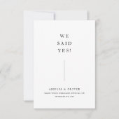 素朴な写真入りで「イエスと言った」ウェディングエロープメントの発表 案内状 (正面)