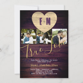 素朴な写真招待状 紫のカップル セレブレーション 招待状