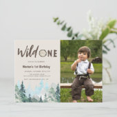 素朴な写真 ワイルドワン 1歳の誕生日招待状 招待状 (スタンド正面)